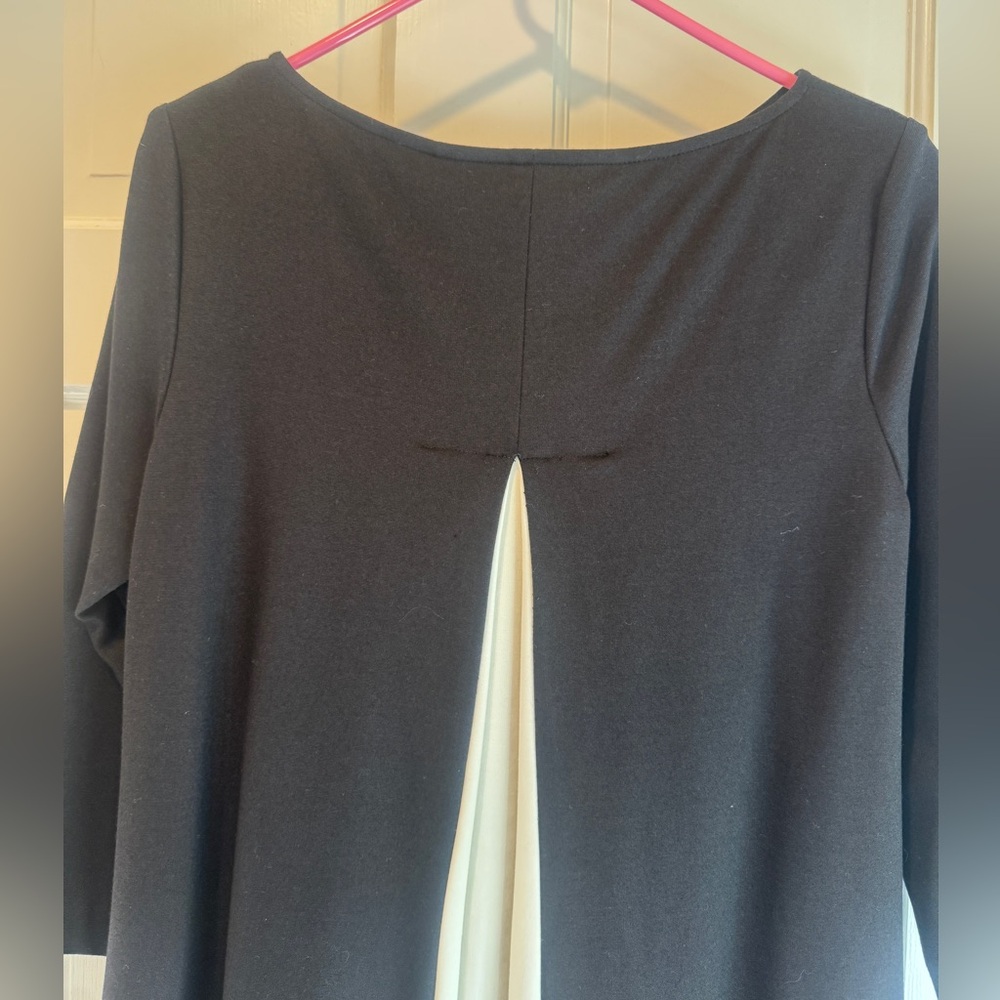 Sara Campbell Classic Black Mini Dress with White Pleated Back - Picture 5 of 10